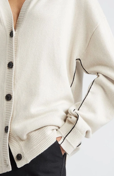 Shop Maria Mcmanus Hooded Recycled Cashmere & Organic Cotton Cardigan In Crema
