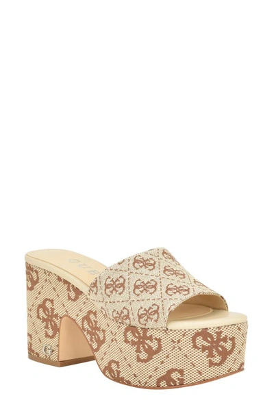 Shop Guess Yapplea Platform Slide Sandal In Medium Brown
