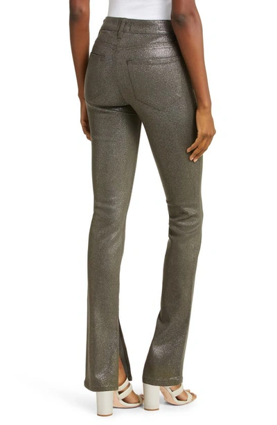 Shop Paige Constance Glitter Coated Skinny Jeans In Dark Taupe/ Silver Luxe Coat