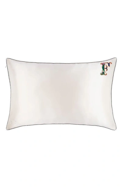 Slip Embroidered Pure Silk Queen Pillowcase In F