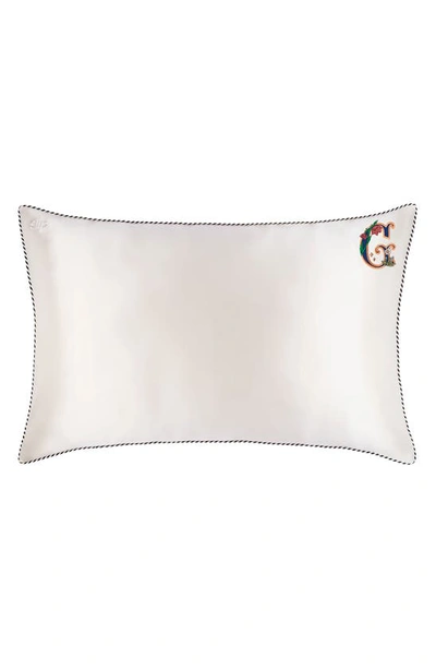 Slip Embroidered Pure Silk Queen Pillowcase In G