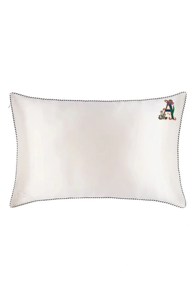 Slip Embroidered Pure Silk Queen Pillowcase