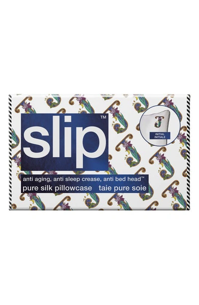 Slip Embroidered Pure Silk Queen Pillowcase In J