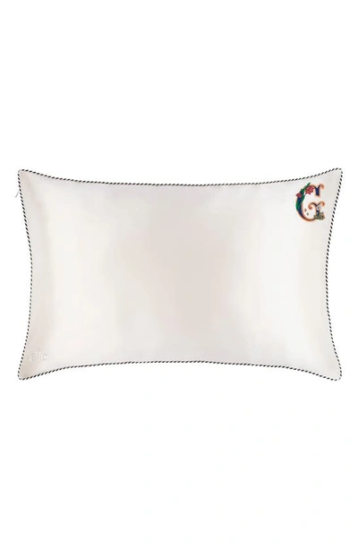 Slip Embroidered Pure Silk Queen Pillowcase In G