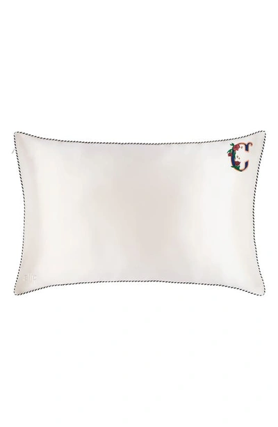 Shop Slip Embroidered Pure Silk Queen Pillowcase In C