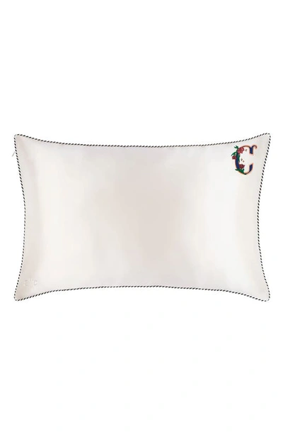 Slip Embroidered Pure Silk Queen Pillowcase