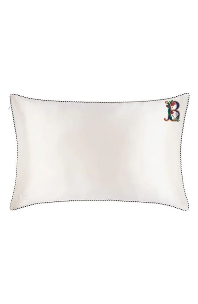Shop Slip Embroidered Pure Silk Queen Pillowcase In B