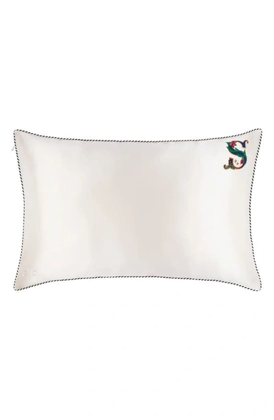 Slip Embroidered Pure Silk Queen Pillowcase