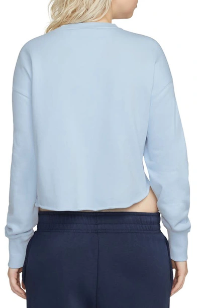 Shop Nike Sportswear French Terry Crewneck Crop Sweatshirt In Blue Tint/ University Blue
