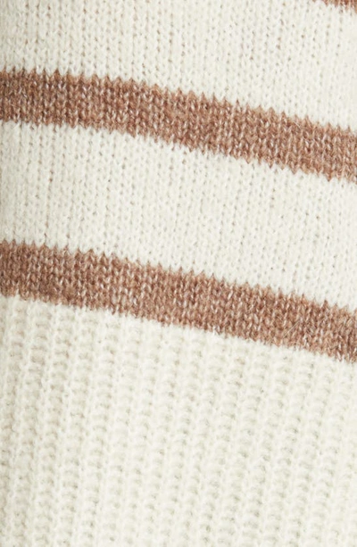 Shop Vero Moda Wiona Stripe Turtleneck Sweater In Birch Stripes W Brown