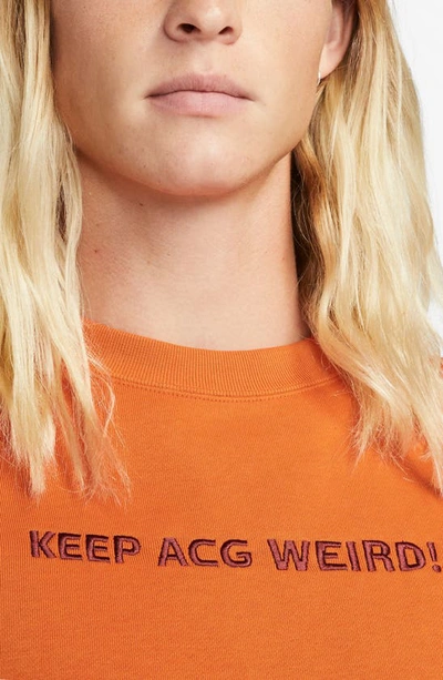 Shop Nike Acg Therma-fit Crewneck Fleece Sweatshirt In Campfire Orange/ Summit White