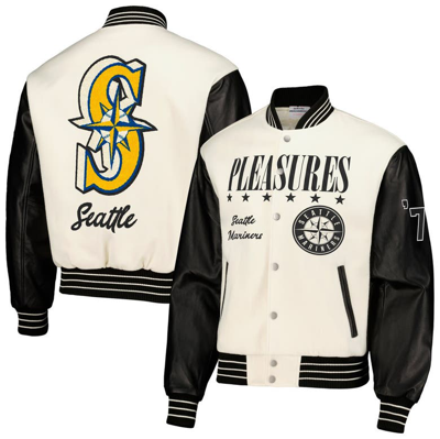 Shop Pleasures White Seattle Mariners Full-snap Varsity Jacket