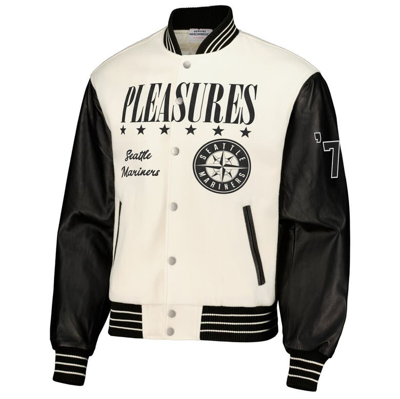 Shop Pleasures White Seattle Mariners Full-snap Varsity Jacket