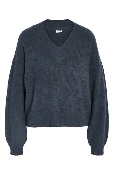 Shop Noisy May Balance Drop Shoulder V-neck Sweater In Navy Blazer
