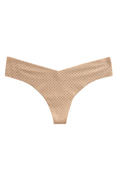 Shop Commando Party Starter Crystal Thong In Fashion Icon Beige