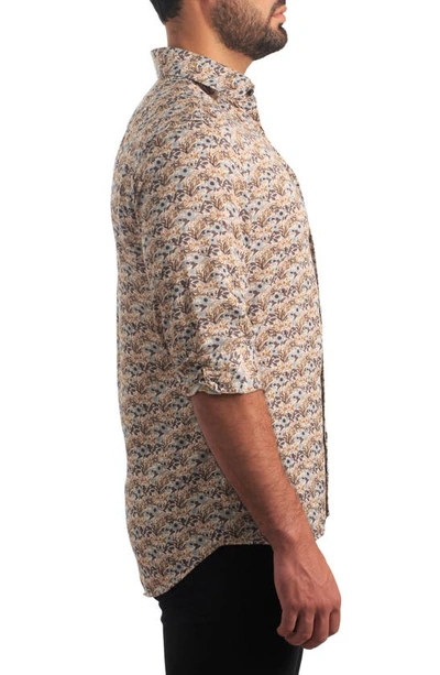 Shop Jared Lang Trim Fit Floral Cotton Button-up Shirt In Cream Floral