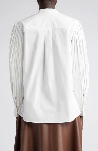 Shop Altuzarra Patsy Bishop Sleeve Button-up Shirt In Optic White