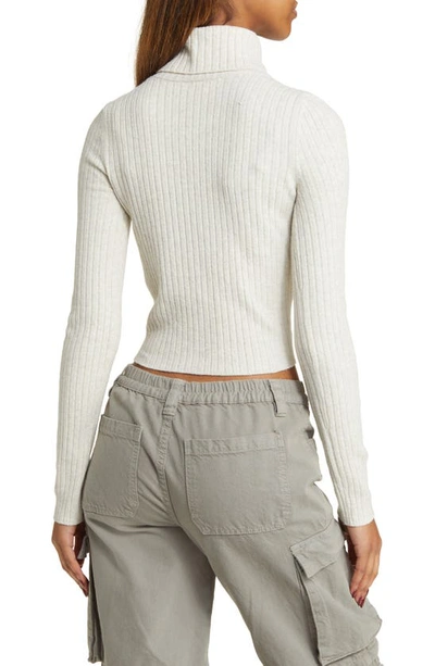 Shop Bp. Rib Crop Turtleneck Sweater In Beige Oatmeal Light Heather
