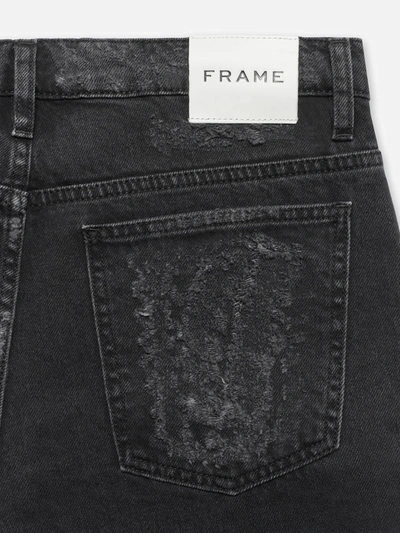 Shop Frame The Boxy Jeans Partial Destruction In Black
