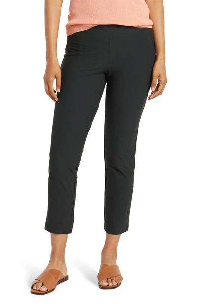 Shop Eileen Fisher Stretch Crepe Slim Crop Pants In Ivy