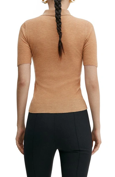 Mango Polo Collar Wool Sweater Medium Brown In Medium Brown