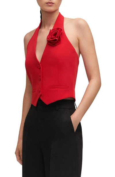 Shop Mango Rosette Halter Vest In Red