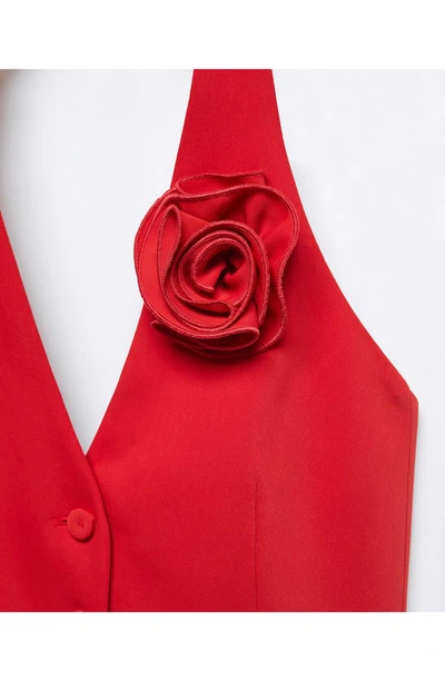 Shop Mango Rosette Halter Vest In Red