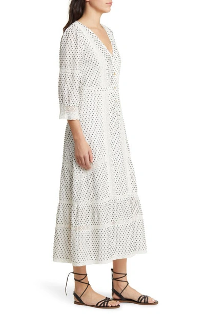 Shop Loveshackfancy Desert Victorian Cotton Blend Jacquard Dress In Antique White