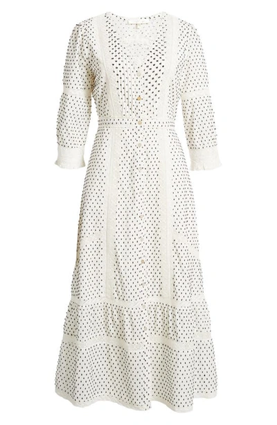 Shop Loveshackfancy Desert Victorian Cotton Blend Jacquard Dress In Antique White