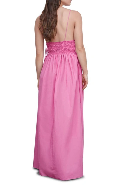 Shop Mango Smocked Cotton Maxi Dress In Pink