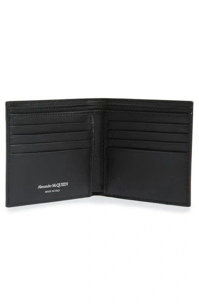 Shop Alexander Mcqueen Graffiti Logo Leather Bifold Wallet In Black/ Khaki