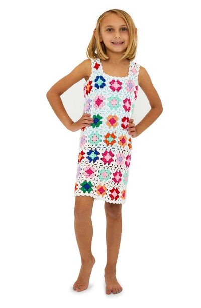 Shop Beach Riot Kids' Little James Crochet Cover-up Dress In Tropical Sunset Crochet