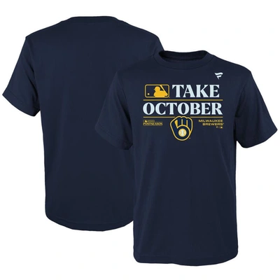 Shop Fanatics Youth  Branded  Navy Milwaukee Brewers 2023 Postseason Locker Room T-shirt