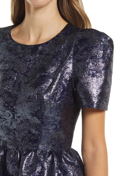 Black Halo Chadwick Puff Sleeve Minidress In Midnight Haze