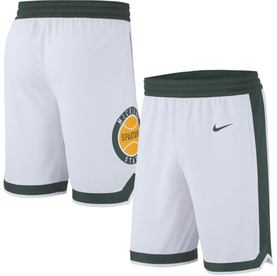 Shop Nike White Michigan State Spartans Retro Replica Basketball Shorts