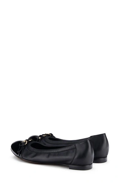 Shop Agl Attilio Giusti Leombruni Monika Cap Toe Ballet Flat In Black With Gold Buckle