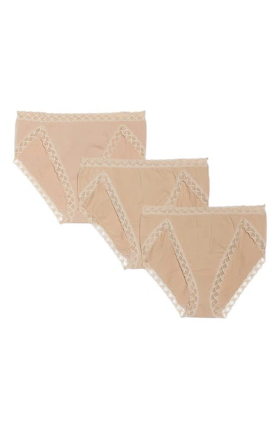Shop Natori Bliss 3-pack French Cut Briefs In Cafe
