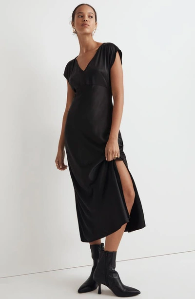 Shop Madewell V-neck Midi Dress In True Black