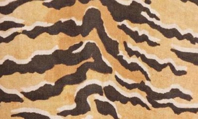 Shop Zimmermann Matchmaker Long Sleeve Linen Tunic Dress In Tan Tiger