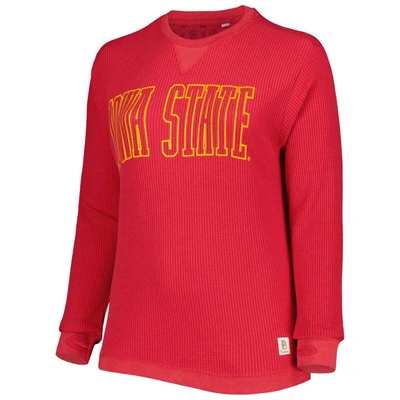 Shop Pressbox Cardinal Iowa State Cyclones Surf Plus Size Southlawn Waffle-knit Thermal Tri-blend Long Sl In Crimson