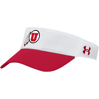 Shop Under Armour White Utah Utes Logo Performance Adjustable Visor