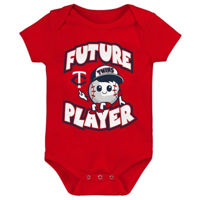 Shop Outerstuff Newborn & Infant Navy/red/white Minnesota Twins Minor League Player Three-pack Bodysuit Set
