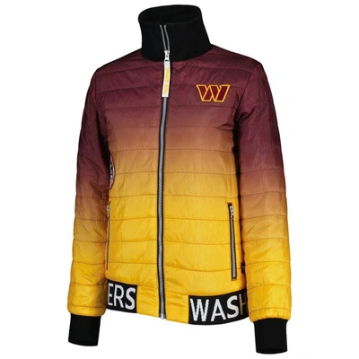 Shop The Wild Collective Burgundy/gold Washington Commanders Color Block Full-zip Puffer Jacket