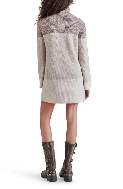 Shop Steve Madden Meghan Colorblock Long Sleeve Turtleneck Sweater Dress In Oatmeal
