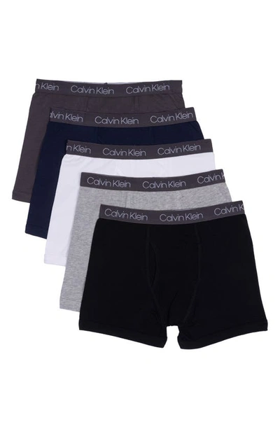 Shop Calvin Klein Kids' Assorted 5-pack Boxer Briefs In Blk Arch/hg/wht/blk Iris/cstlr