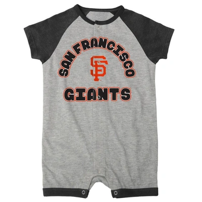 Shop Outerstuff Infant  Heather Gray San Francisco Giants Extra Base Hit Raglan Full-snap Romper
