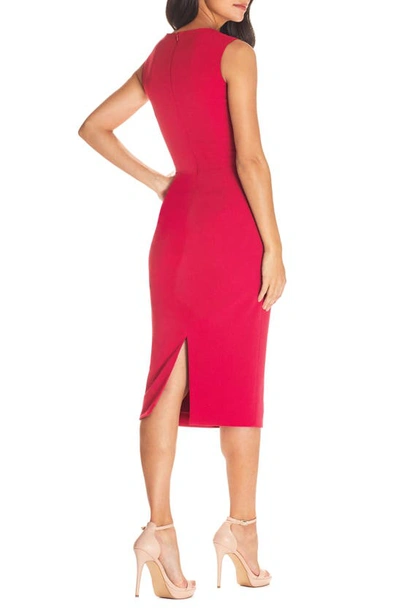 Shop Dress The Population Elle Sweetheart Neck Sheath Midi Dress In Rouge