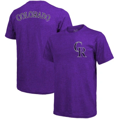 Shop Majestic Threads Purple Colorado Rockies Throwback Logo Tri-blend T-shirt