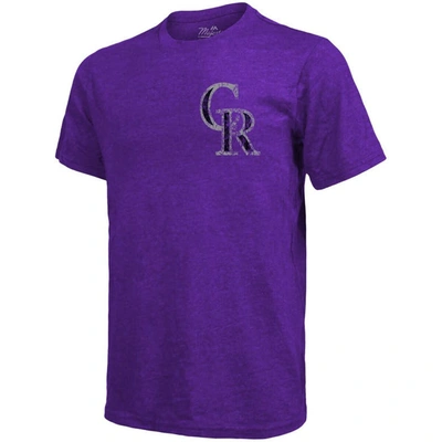 Shop Majestic Threads Purple Colorado Rockies Throwback Logo Tri-blend T-shirt