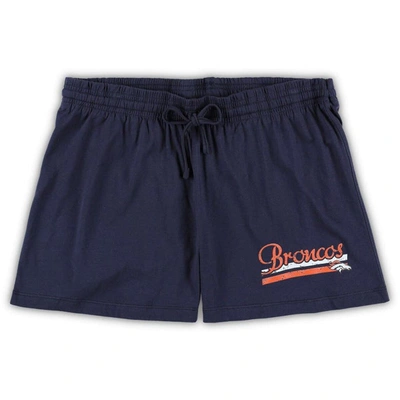 Shop Concepts Sport White/navy Denver Broncos Plus Size Downfield T-shirt & Shorts Sleep Set
